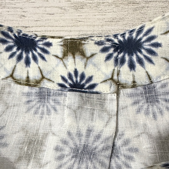 bryn Walker Blue and Brown Starburst Linen Blouse - Picture 6 of 11